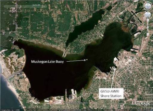 Ariel photograph of Muskegon Lake